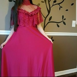 70's Victorian Vintage Maxi Lace Dress